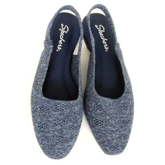 Skechers Cleo Snip - Sweet Time Blue Crochet Slingback Flat Sandals Women's 8 - Picture 5 of 6